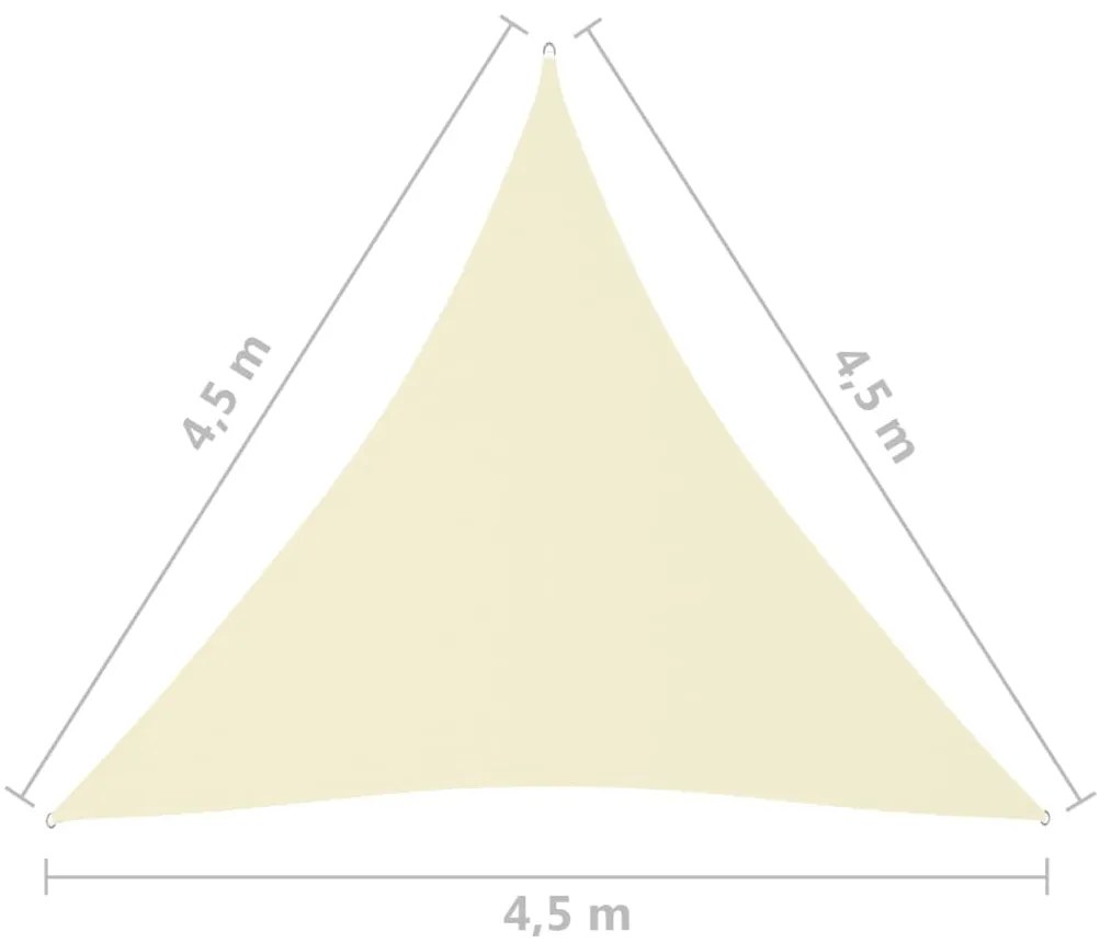 Πανί Σκίασης Τρίγωνο Κρεμ 4,5 x 4,5 x 4,5 μ. από Ύφασμα Oxford - Κρεμ