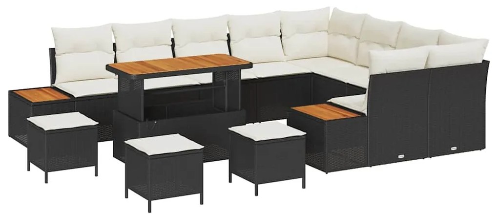 vidaXL Σετ Καναπέ Κήπου με μαξιλάρι 13 pcs Μαύρο Πολυ ράταν
