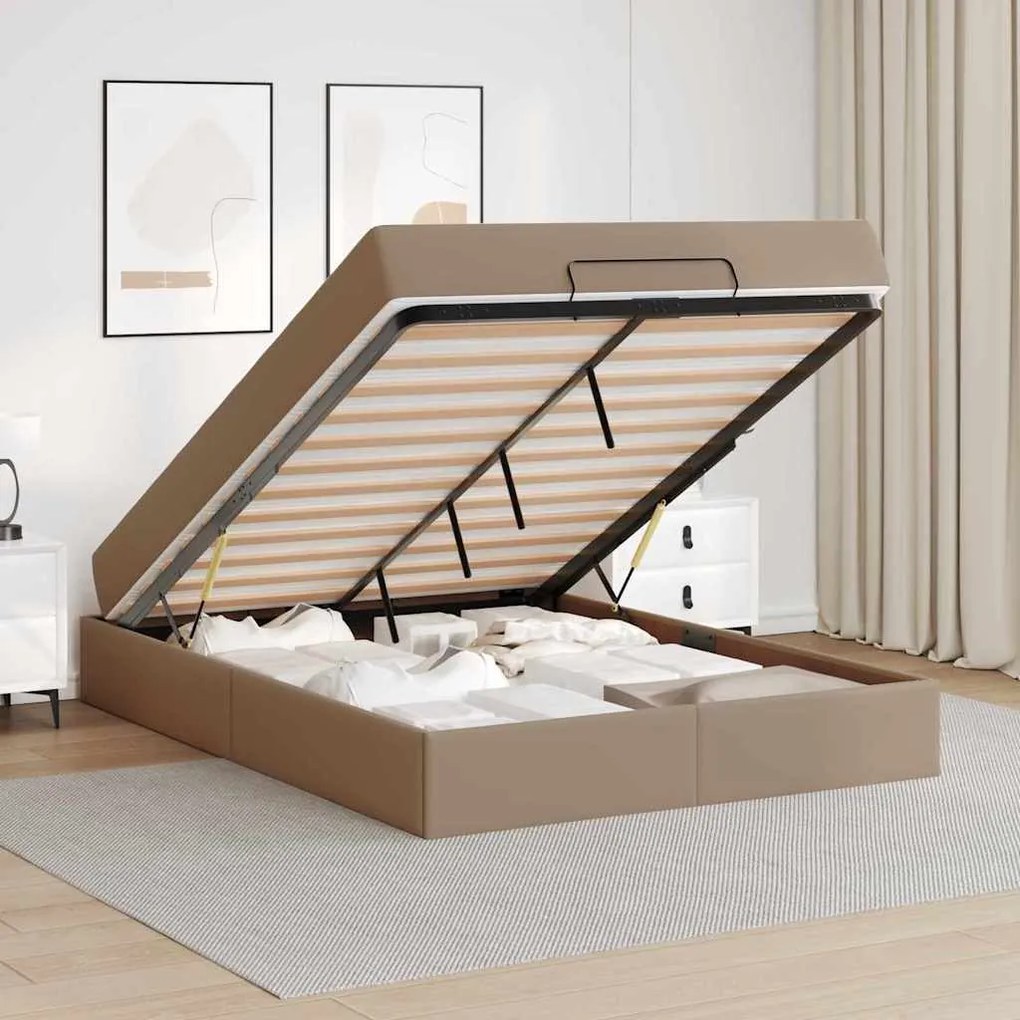 vidaXL Σκελετός κρεβατιού με στρώμα με στρώμα 2 pcs Ώχρα PVC