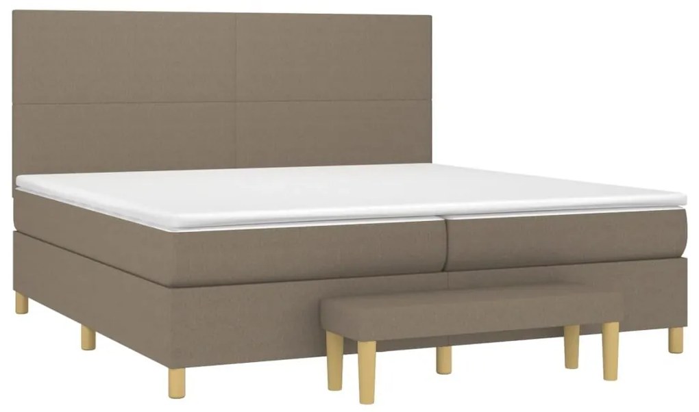 Κρεβάτι Boxspring με Στρώμα Taupe 200x200 εκ. Υφασμάτινο - Μπεζ-Γκρι