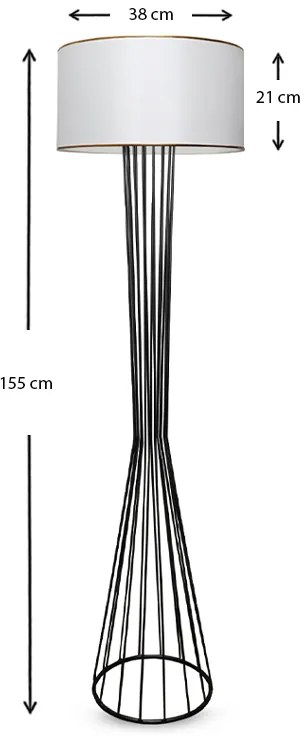 Φωτιστικό δαπέδου Clarke Megapap μέταλλο/ύφασμα χρώμα μαύρο/λευκό 38x21x155εκ.