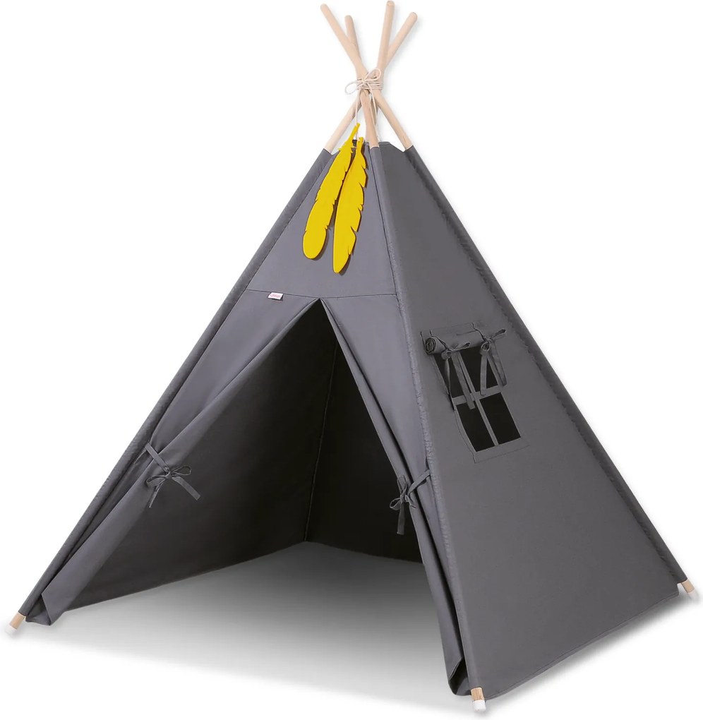Teepee tent + decorative feathers- anthracite