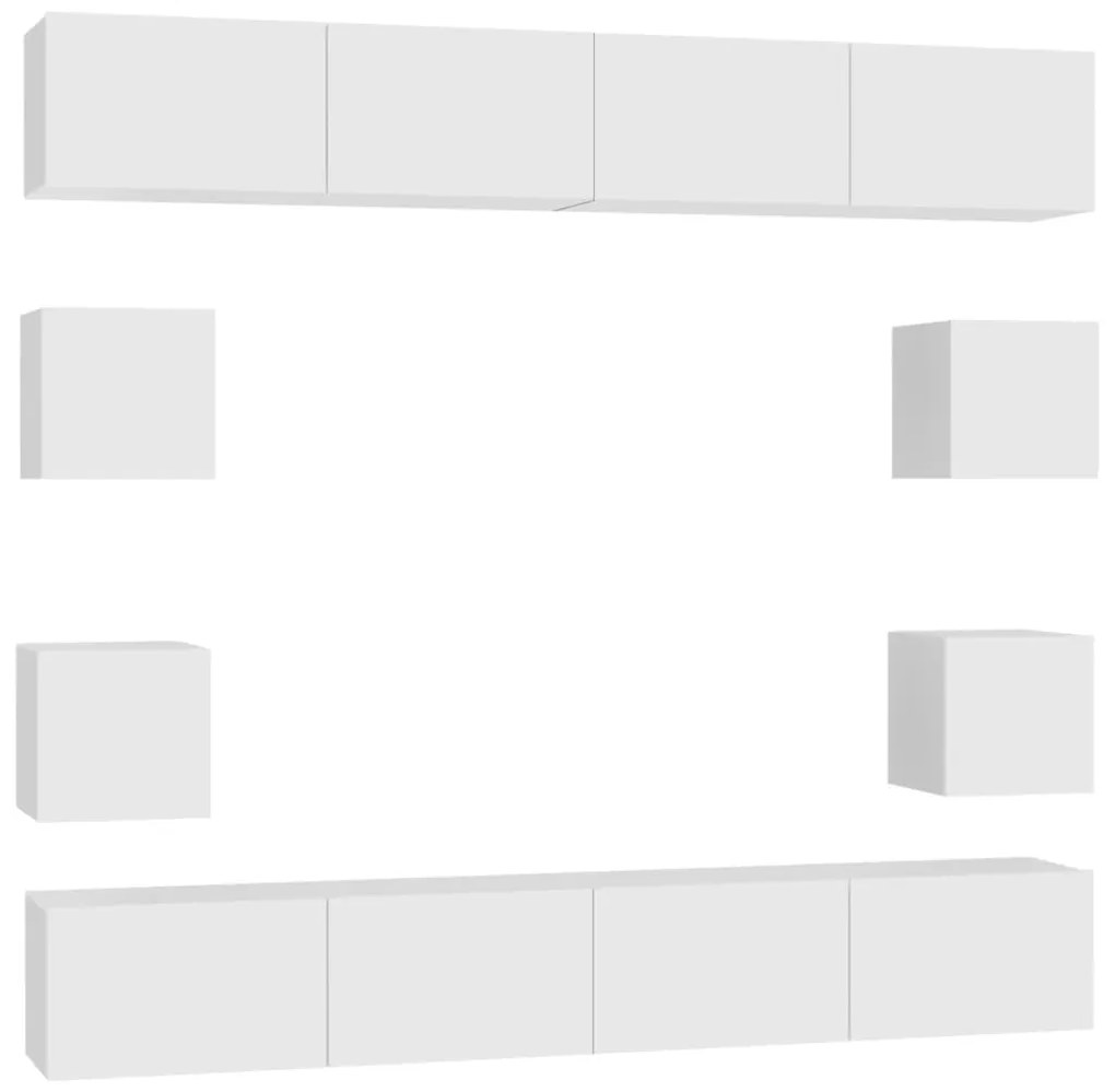 vidaXL Έπιπλα Τηλεόρασης Σετ 8 Τεμαχίων Λευκό από Μοριοσανίδα