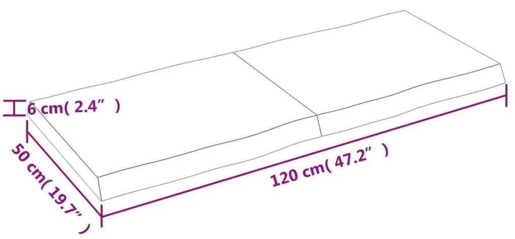 Επιφ Τραπεζιού Αν Καφέ 120x50x(2-6)εκ.Ακατέργ. Μασίφ Ξύλο Δρυός - Καφέ