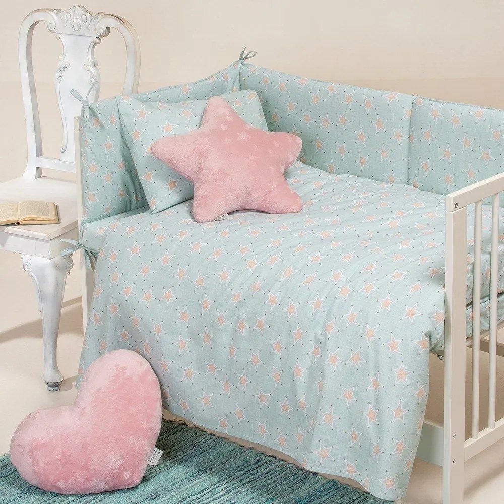 Σεντόνι Βρεφικό Mini Stars Aqua Melinen Λίκνου 85x110cm 100% Cotton