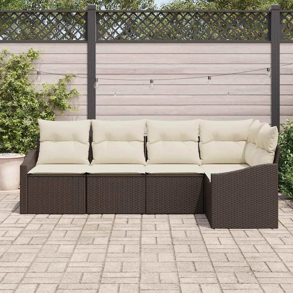 vidaXL Σετ Καναπέ Κήπου 5 pcs Καφέ Πολυ ράταν