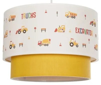 EXCAVATOR 204-0005 Παιδικό Κρεμαστό Φωτιστικό Φιγούρα Μονόφωτο 1 x E27 IP20 Λευκό &amp; Κίτρινο Ύφασμα-Μ30 x Π30 x Υ70cm Globostar-2 204-0005