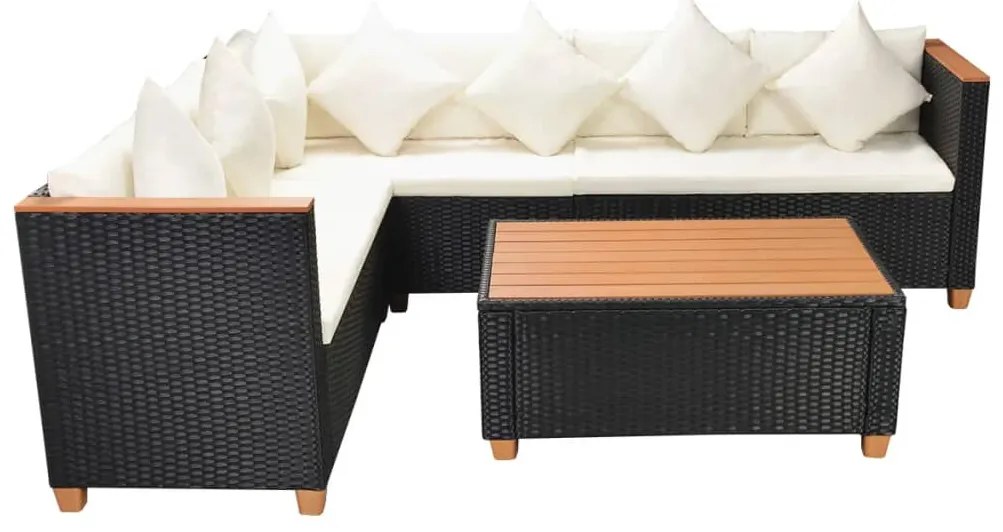 vidaXL Σαλόνι Κήπου 4 Τεμαχίων Μαύρο από Συνθετικό Ρατάν με Μαξιλάρια