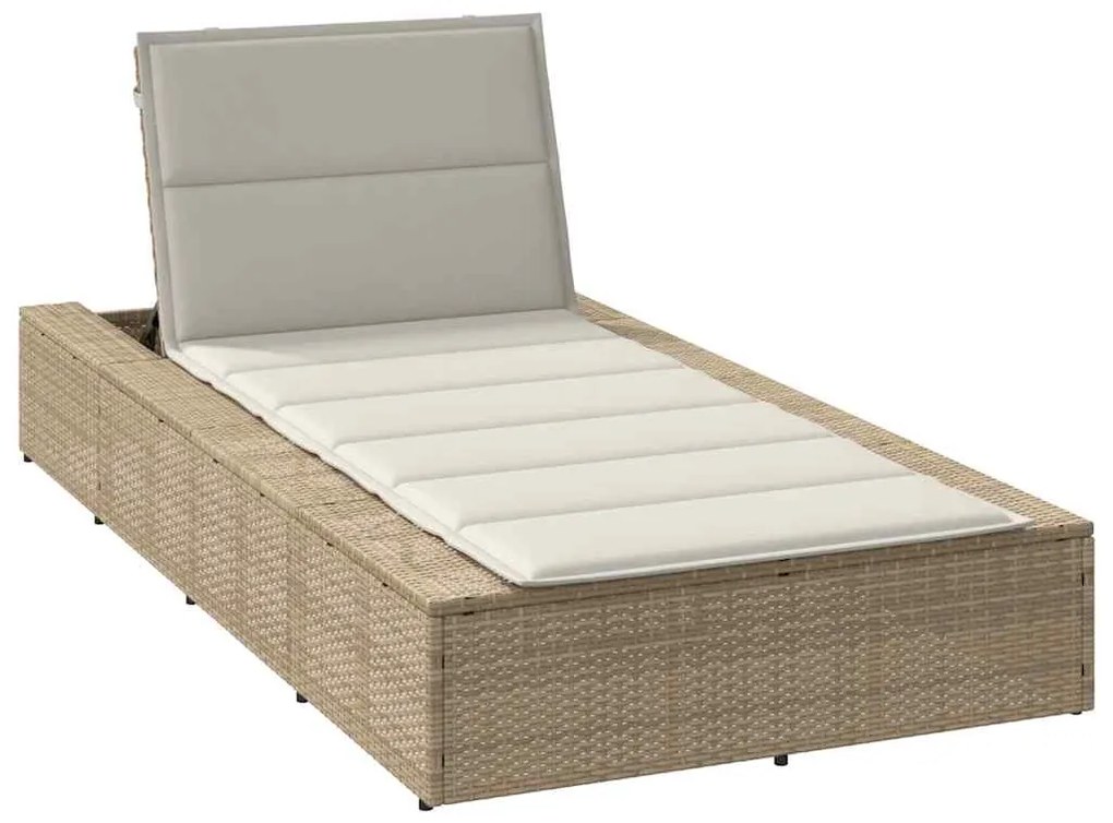 vidaXL Ξαπλώστρα με αιωρούμενο μαξιλάρι Μπεζ Poly Rattan