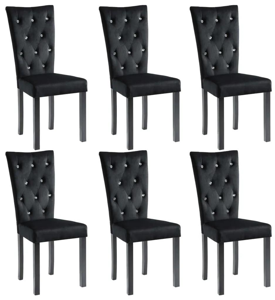 Καρέκλες Τραπεζαρίας 6 τεμ. Μαύρες Βελούδινες - Μαύρο