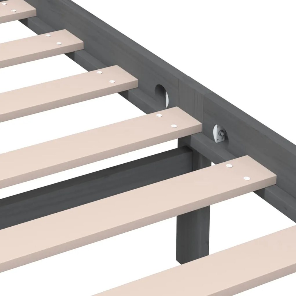 Πλαίσιο Κρεβατιού Γκρι 150 x 200 εκ. Μασίφ Ξύλο King Size - Γκρι