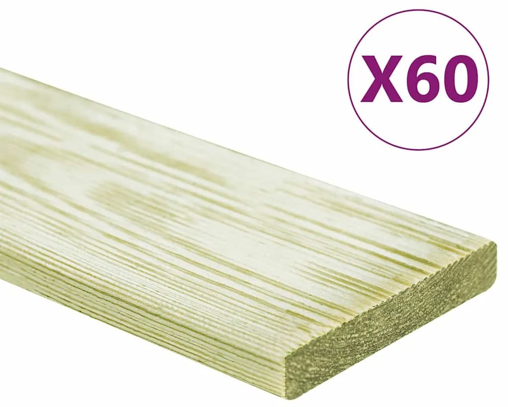 vidaXL Σανίδες Deck 60 τεμ. 7,2 μ² 1 μ. Εμποτισμένο Μασίφ Ξύλο Πεύκου