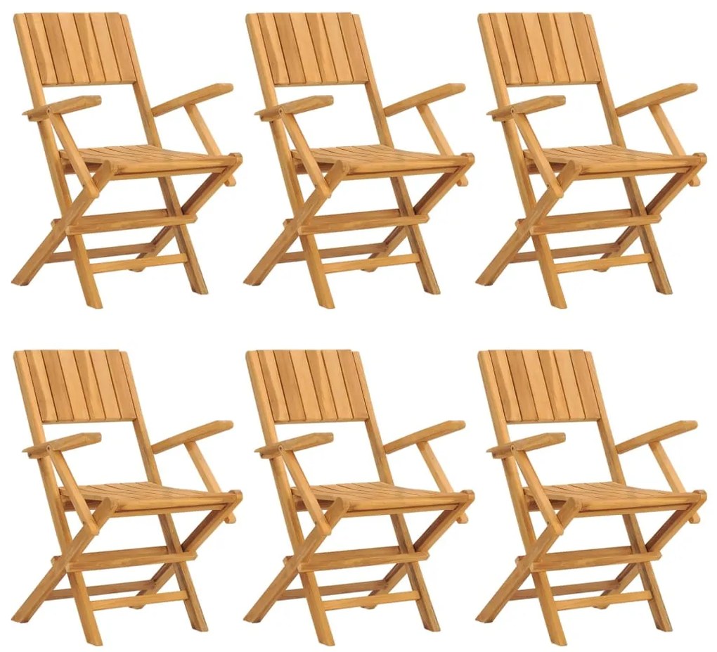 vidaXL Καρέκλες Κήπου Πτυσσόμενες 6 τεμ. 55x61x90 εκ. Μασίφ Ξύλο Teak