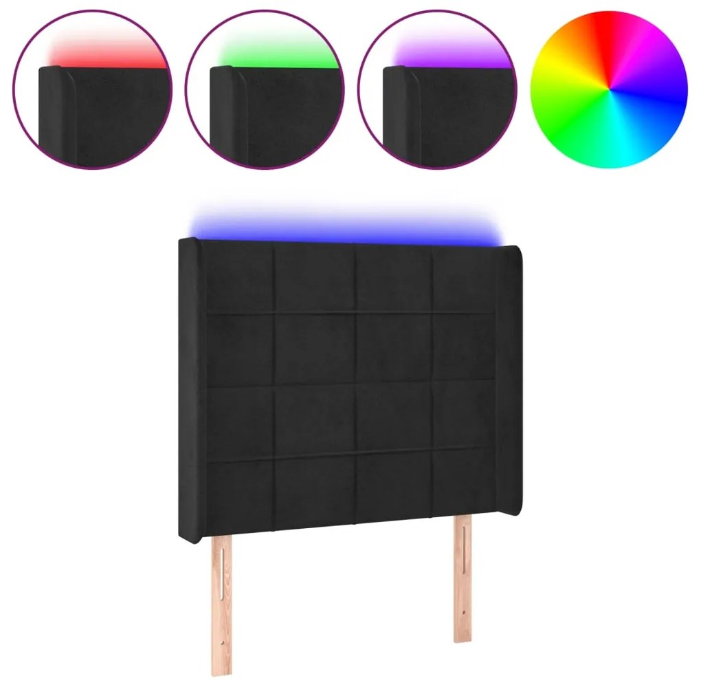 vidaXL Κεφαλάρι Κρεβατιού LED Μαύρο 103x16x118/128 εκ. Βελούδινο