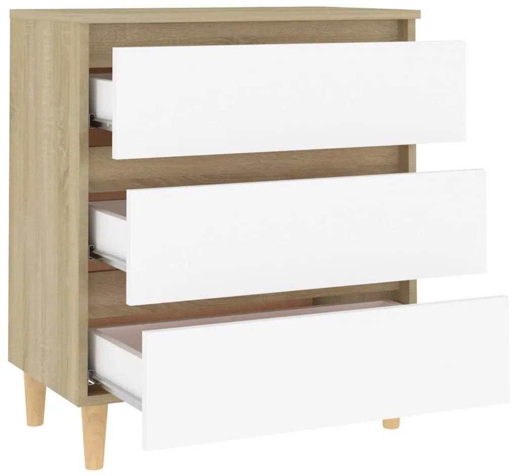 vidaXL Συρταριέρα Λευκό / Sonoma Δρυς 60 x 35 x 69 εκ. από Επεξ. Ξύλο