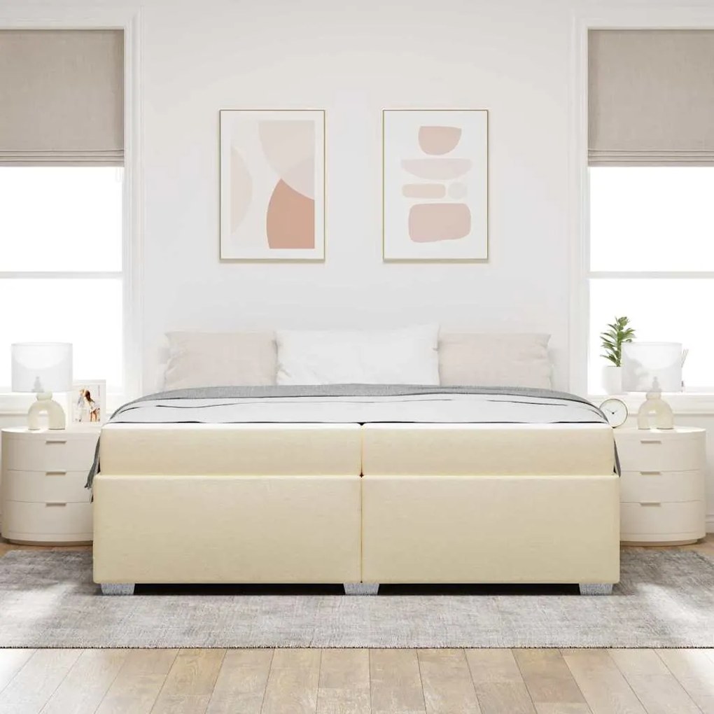 vidaXL Σκελετός Κρεβατιού Κρεμ 200 x 200 cm ύφασμα