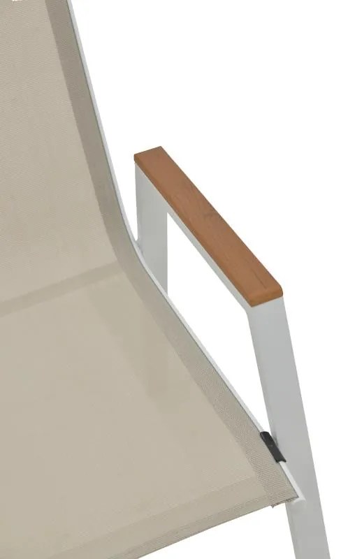 Καρέκλα - Πολυθρόνα Azelie αλουμινίου σε απόχρωση textilene μπεζ και πόδι λευκό 77x55x94εκ 56x75x88 εκ.