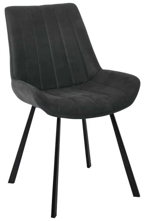 Καρέκλα Μεταλλική MATT Μαύρη/Ύφασμα Suede Ανθρακί 55x61x88cm (Σετ 4 ΤΕΜ)