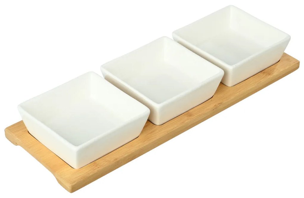 Μπολάκια Bamboo Essentials Με Βάση Bamboo Σετ 3 Τεμ. 40x19.4x15.6cm