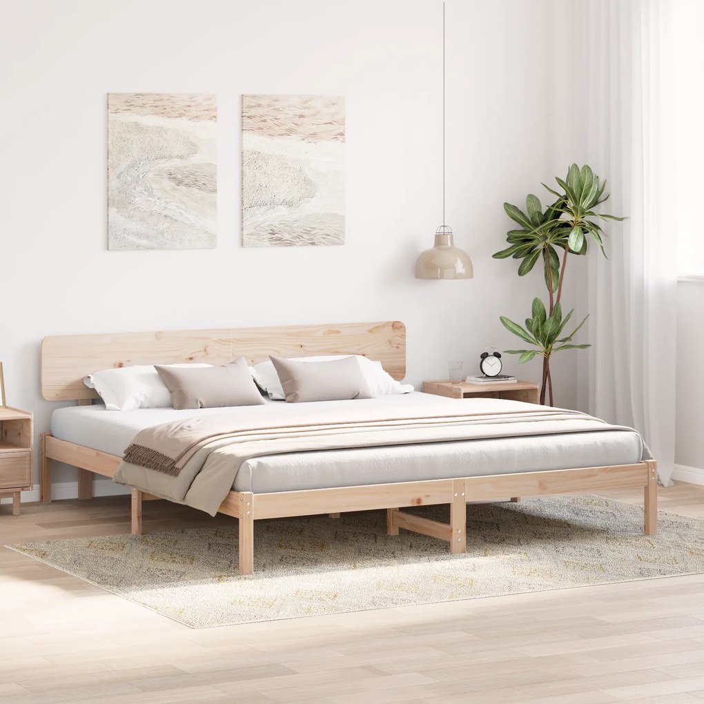 vidaXL Κρεβάτι με Κεφαλάρι 180x200 εκ Μασίφ Ξύλο Πεύκου