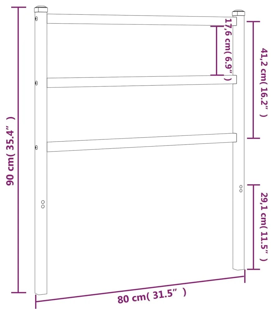 vidaXL Κεφαλάρι Μαύρο 75 εκ. Μεταλλικό
