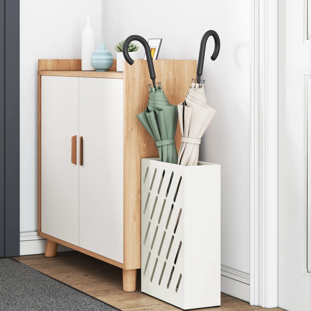 vidaXL Λευκός Στάντ Ομπρελών 28x12x41 εκ από Ατσάλι