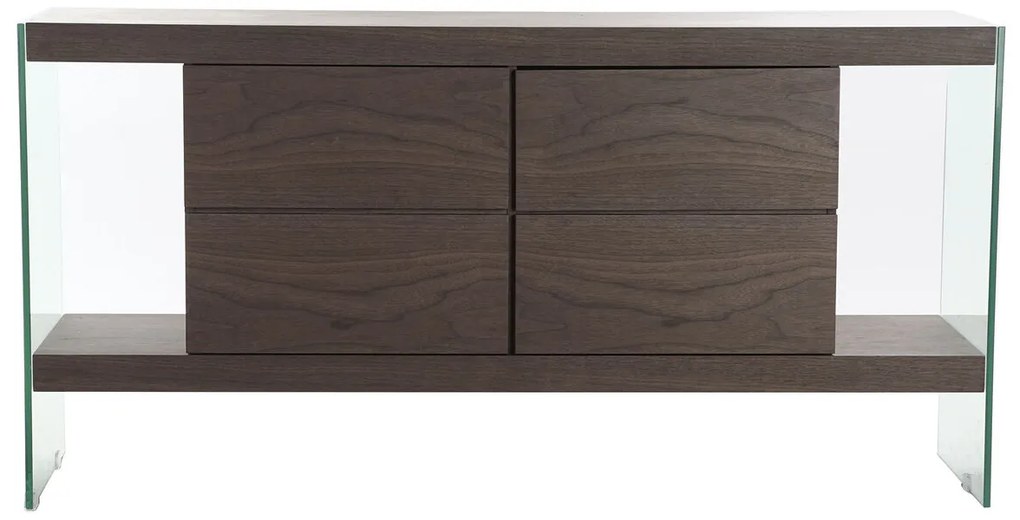 Σκευοθήκη DKD Home Decor Καφέ Διαφανές Κρυστάλλινο Kαρυδιά Ξύλο MDF 160 x 45 x 80 cm