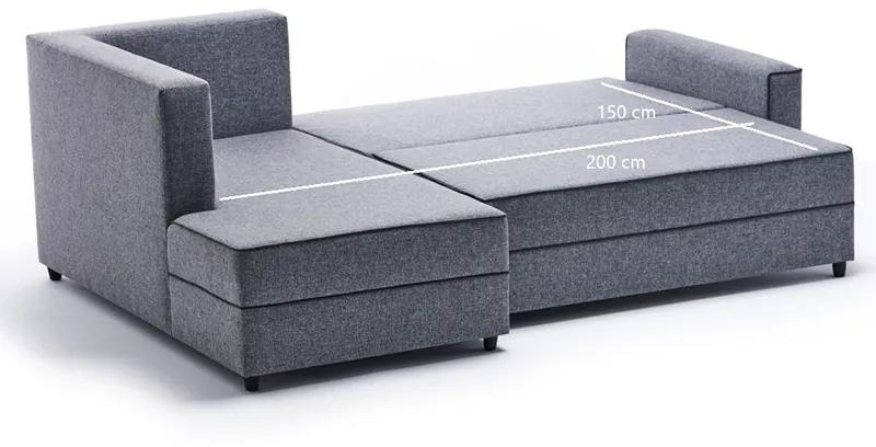 Γωνιακός καναπές κρεβάτι PWF-0524 pakoworld δεξιά γωνία ύφασμα σκούρο γκρι-καρυδί 242x160x88εκ - Ύφασμα - 071-001167