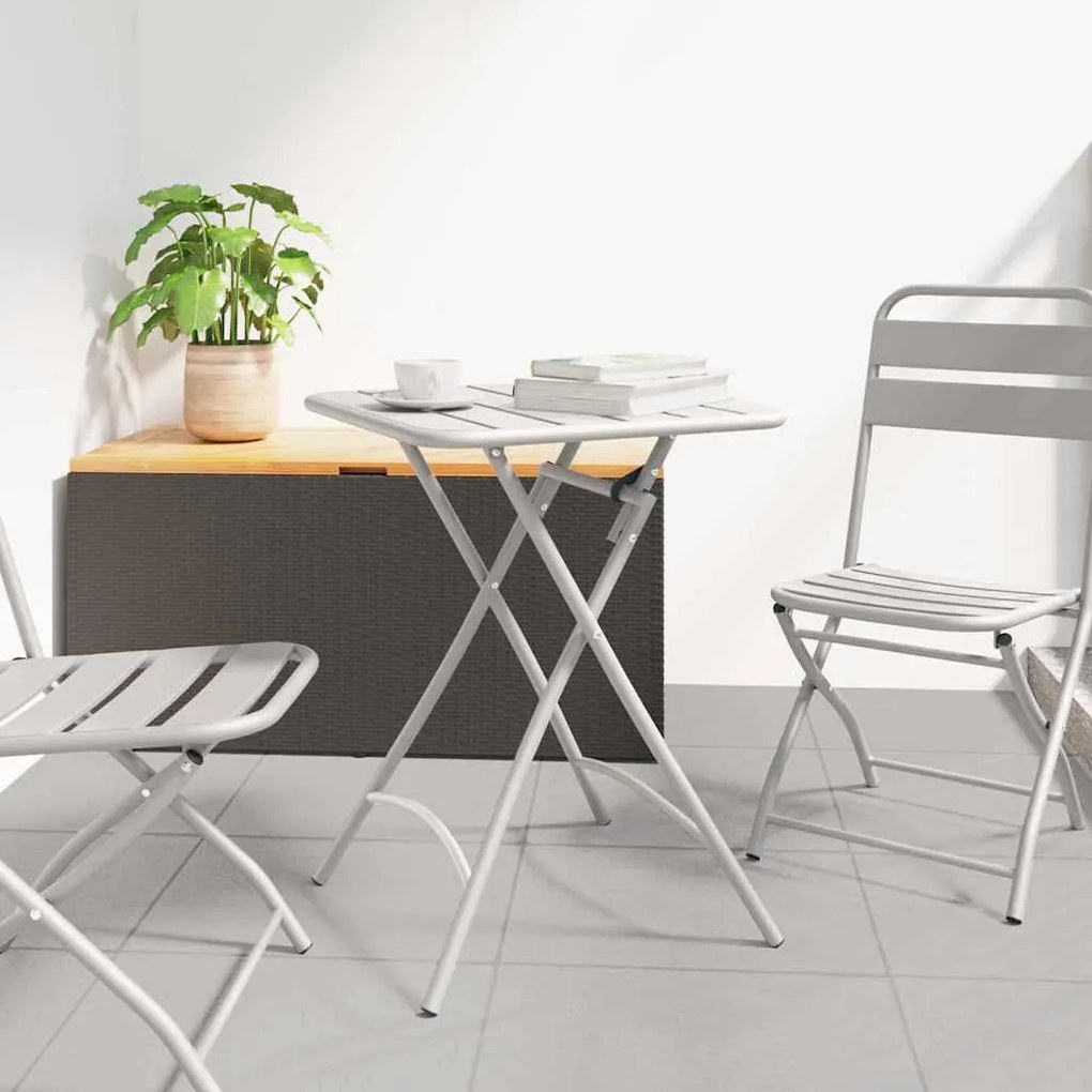 vidaXL Αναδιπλούμενο Τραπέζι Κήπου Μπεζ 55x55x73 cm από Ατσάλι