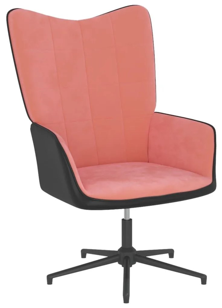 Πολυθρόνα Relax Ροζ από Βελούδο και PVC με Σκαμπό - Ροζ