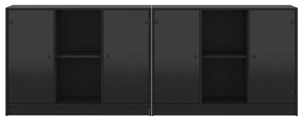 vidaXL Βιβλιοθήκη με Πόρτες Μαύρη 204x37x75 εκ. Επεξ. Ξύλο