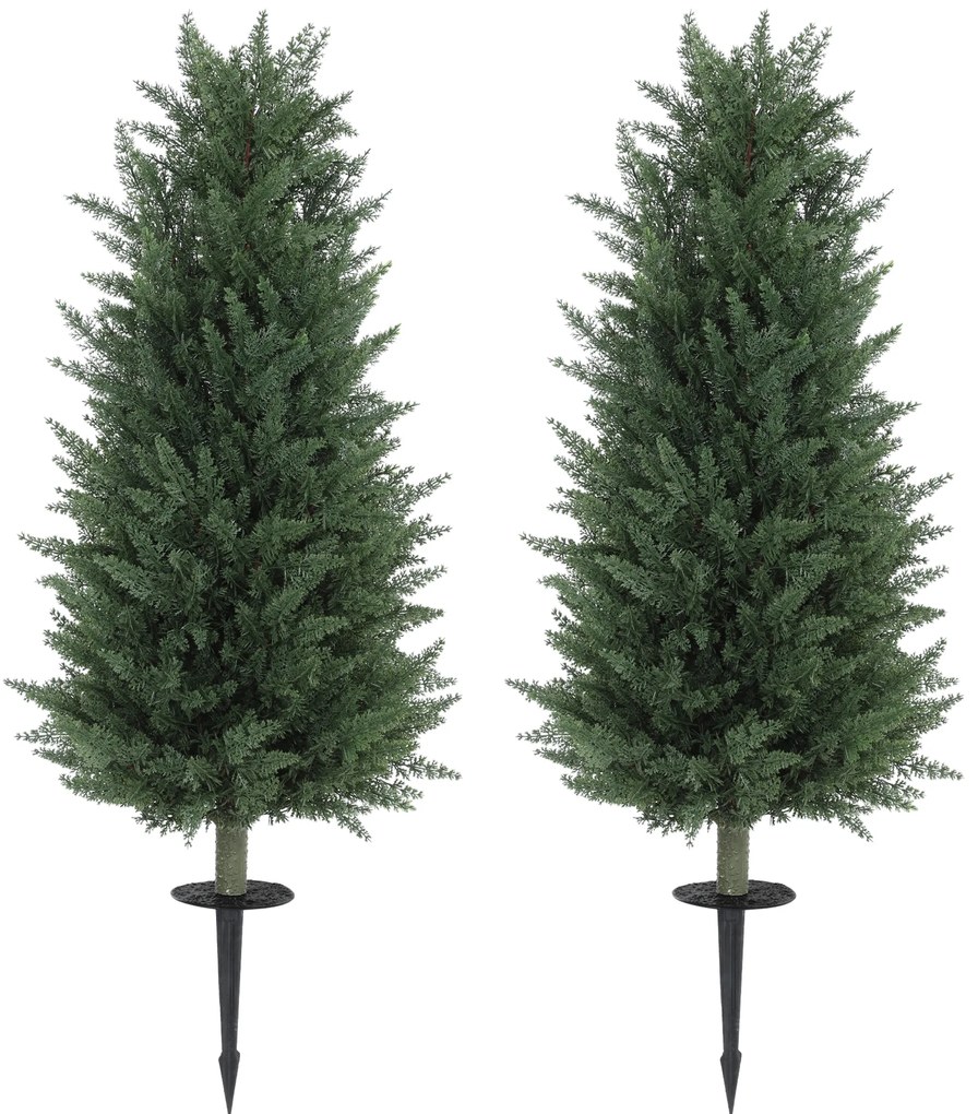 HOMCOM Σετ 2 Τεχνητών Φυτών, Τεχνητές Κυπαρίσσια με 831 Φύλλα το καθένα, Πολυχρηστικά, Πράσινο