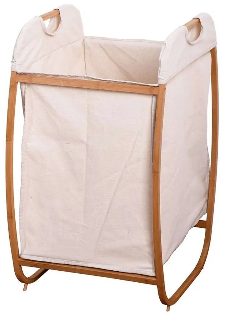 Καλάθι Απλύτων FNSJ218012W 43x43x77cm White-Brown Max Home Bamboo, Fabric