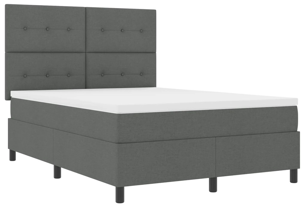 vidaXL Κρεβάτι Box Spring με Στρώμα Σκοτεινό Γκρι 160x200 cm Υφασμάτινο