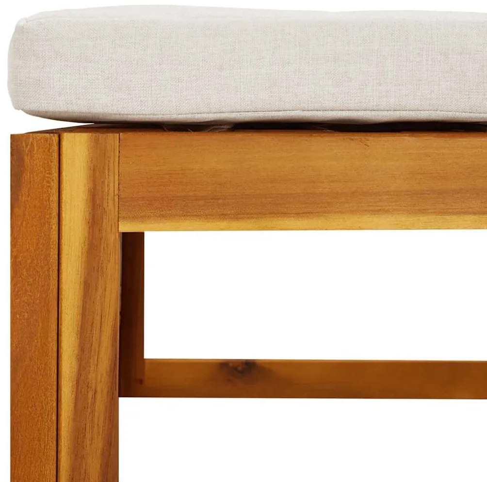 vidaXL Υποπόδιο Κήπου Μασίφ Ξύλο Ακακίας με Ανοιχτό Γκρι Μαξιλάρι