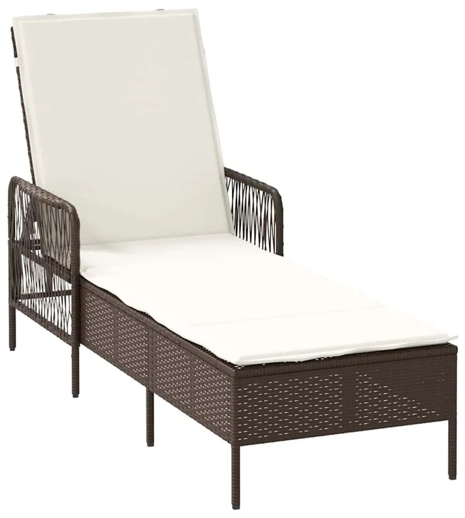 vidaXL Ξαπλώστρα με μαξιλάρι Καφέ 157 x 55 x 92 εκ. συνθετικό ρατάν