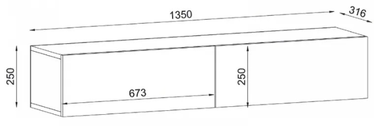 Έπιπλο τηλεόρασης επιτοίχιο Aristo Megapap με LED χρώμα καρυδί 135x31,6x25εκ. - GP042-0170,7