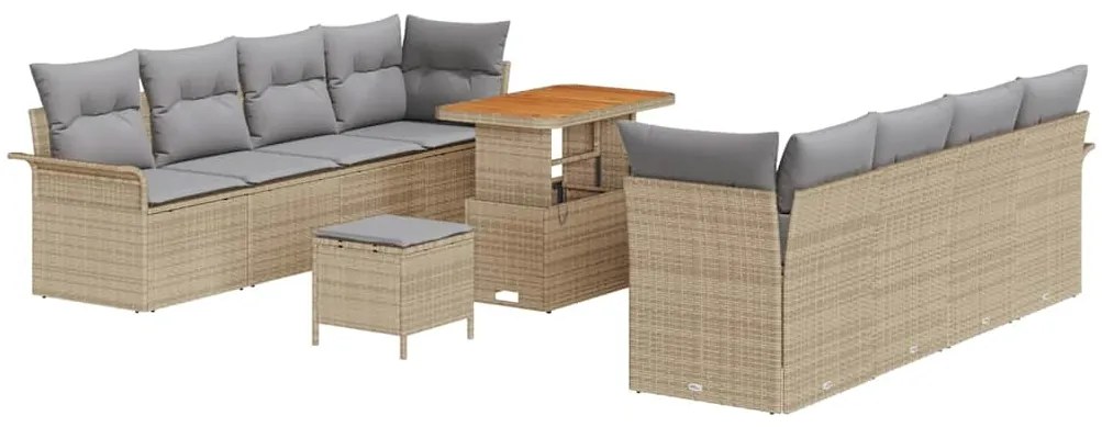 vidaXL Σετ Καναπέ Κήπου 11 pcs Μπεζ, Ανοιχτό Γκρι 90 x 55 x 71 cm