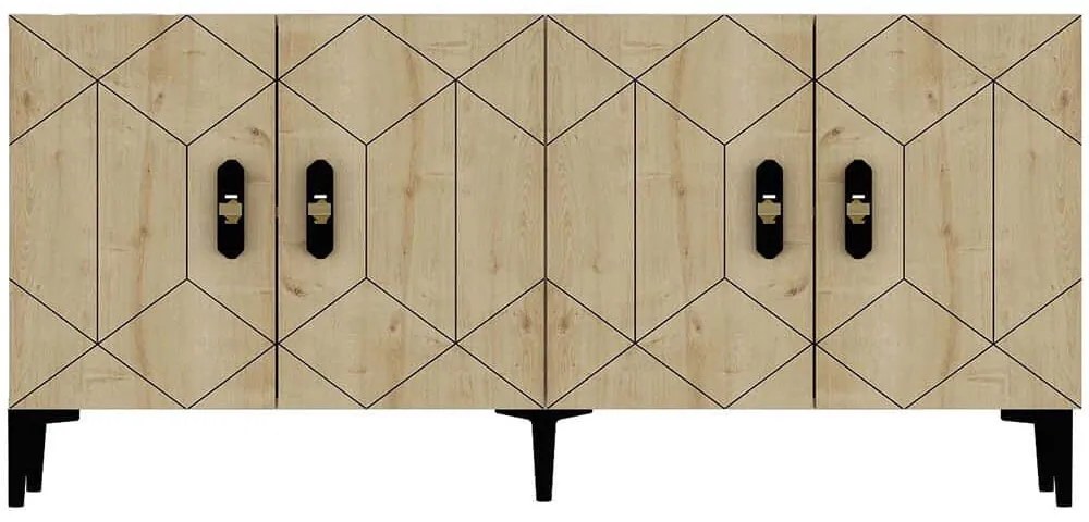 Μπουφές Cross 475OLV1772 150x35x75cm Oak-Anthracite Μοριοσανίδα, Μελαμίνη