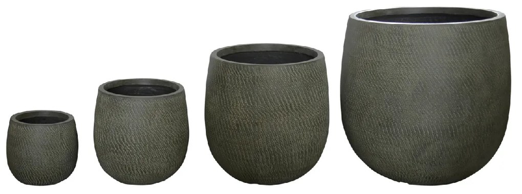 ΣΕΤ 4ΤΜΧ ΓΛΑΣΤΡΕΣ ΣΤΡΟΓΓΥΛΕΣ GARDENER HM4726 FIBERCLAY ΓΚΡΙΖΟΠΡΑΣΙΝΟ Φ55.5x53.5Υεκ