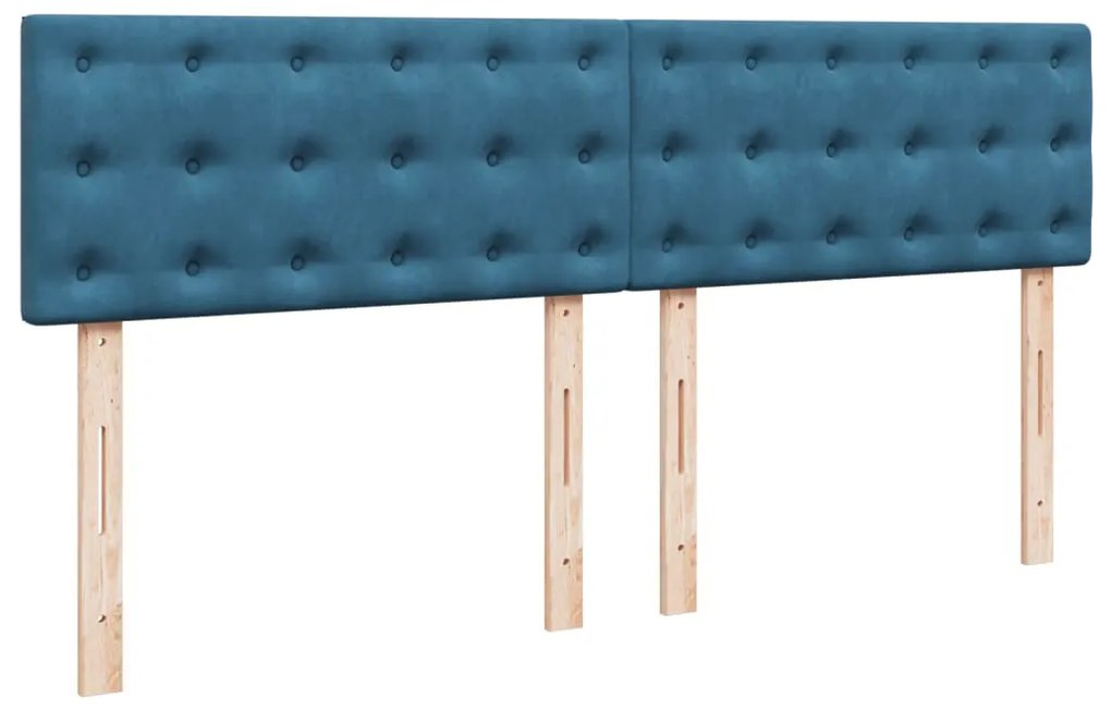 vidaXL Κρεβάτι Boxspring με Στρώμα Μπλε 200x200 εκ. Βελούδινο