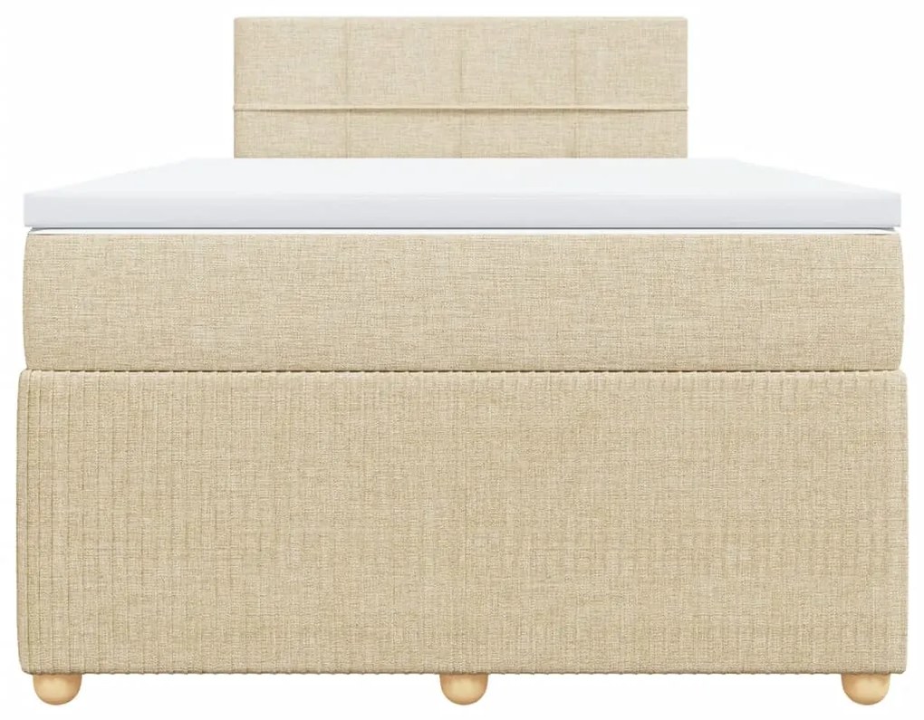 vidaXL Κρεβάτι Boxspring με Στρώμα Κρεμ 120x200 εκ. Υφασμάτινο