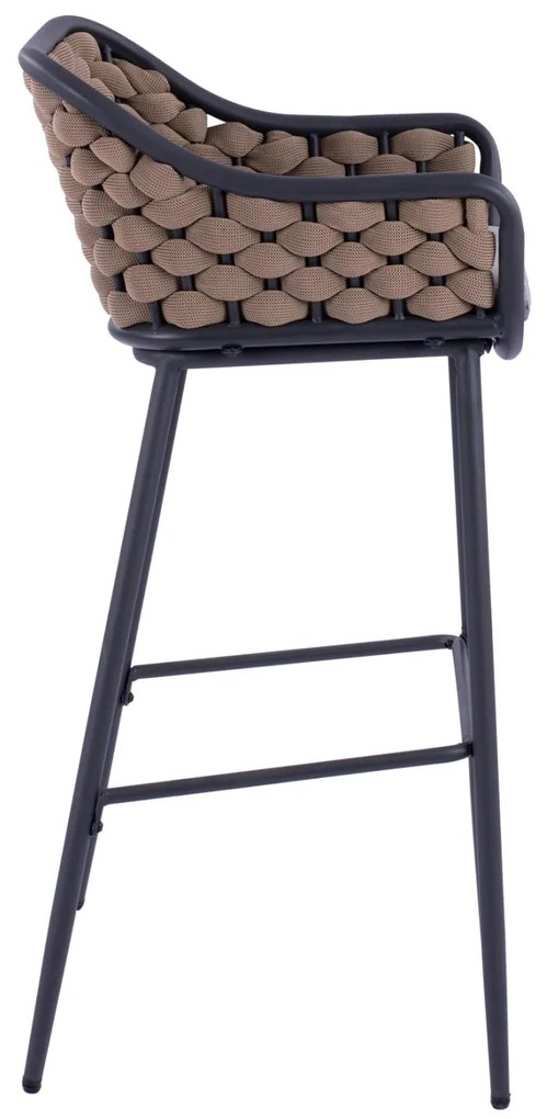 Σκαμπό Μπαρ KADE C5715 Μεταλλικό με Wicker Σχοινί Μπέζ 54x54x103 εκ. 54x54x103 εκ.