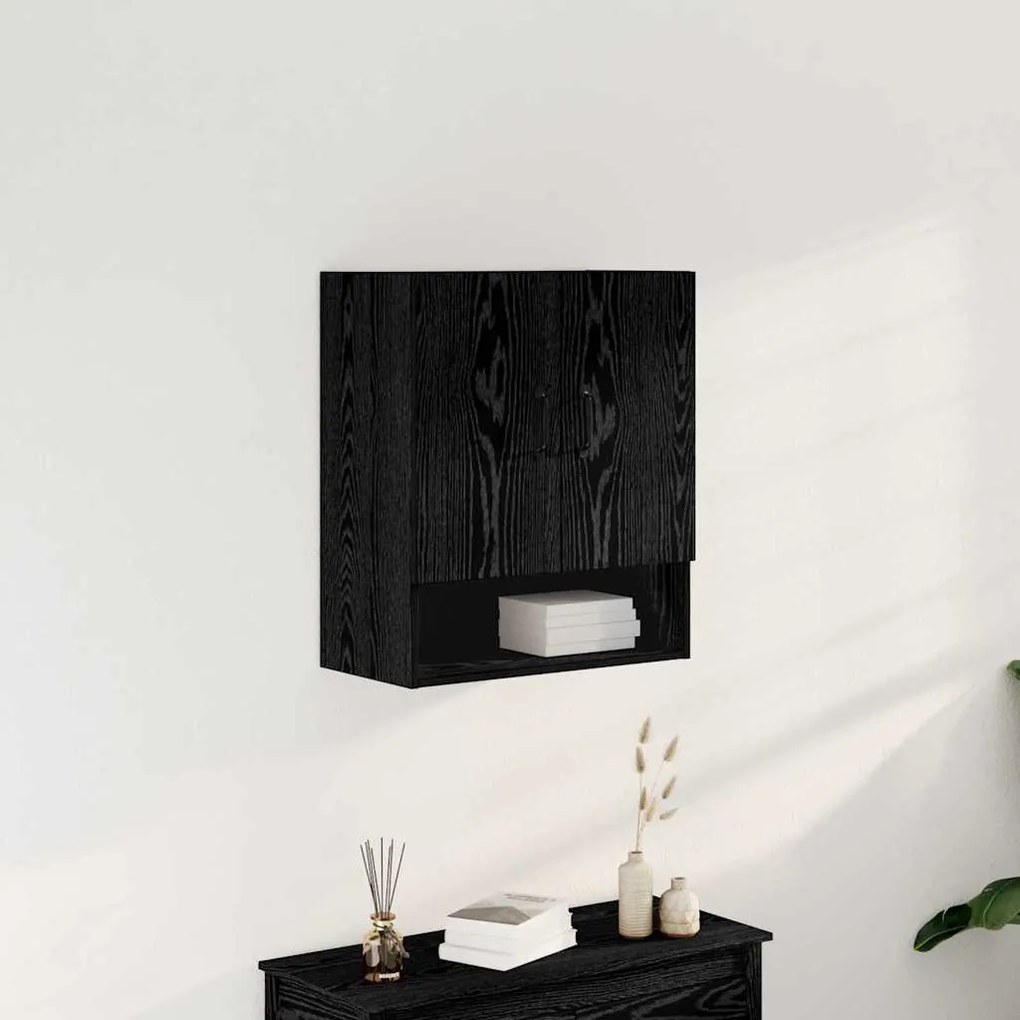 vidaXL Ντουλάπα Τοίχου Μαύρη δρυς 60 x 30 x 70 εκ. Επεξεργασμένο ξύλο