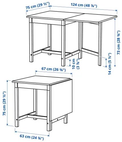 PINNTORP/PINNTORP τραπέζι και 2 καρέκλες, 67/124 cm 694.844.44