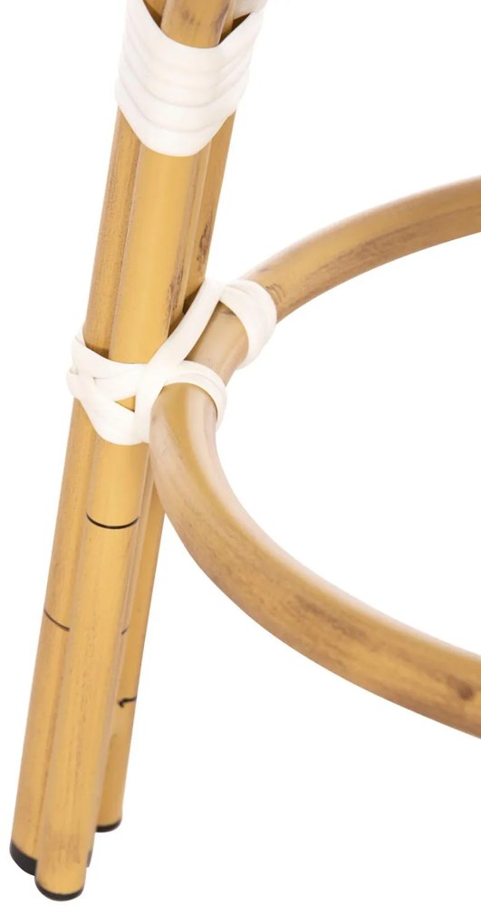 Σκαμπό CHINO C6285.03 Αλουμινίου Bamboo Look με Λευκό - Μαύρο Textilene Φ36x46Υ εκ. 36x36x46 εκ.