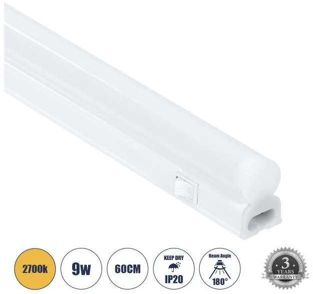 Γραμμικό Φωτιστικό LED T5 9W 864lm IP20 2700K Λευκό 60789 Globostar-60789-Λευκό 60789