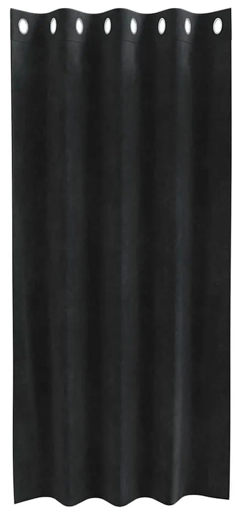 vidaXL Κουρτίνες με κουρτίνες 2 pcs Μαύρο 140 x 175 cm Βελούδο