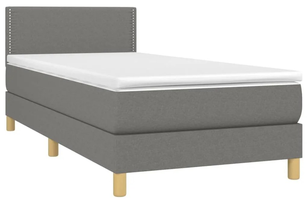 Κρεβάτι Boxspring με Στρώμα &amp; LED Σκ.Γκρι 100x200 εκ Υφασμάτινο - Γκρι