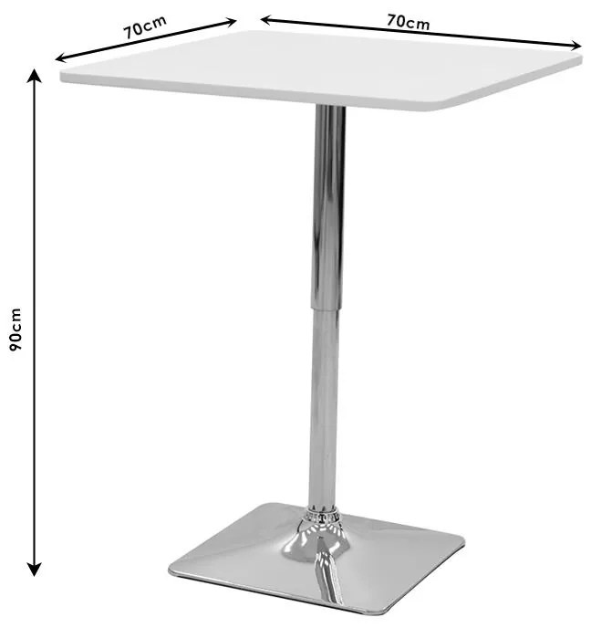 Τραπέζι μπαρ Vegas MDF μαύρο-πόδι χρωμίου 70x70x70-91.5εκ